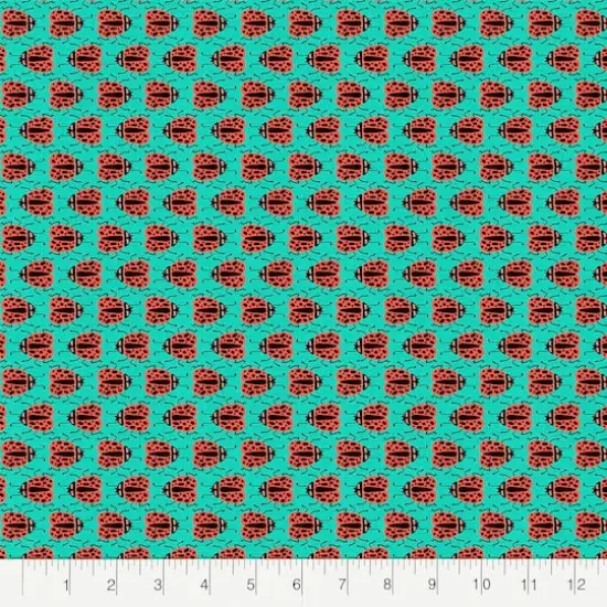 Fabric Editions Turquoise Ladybug Cotton Fabric {3}