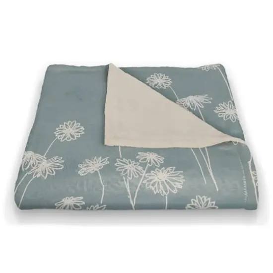 Blue & White Floral Fall Fleece Blanket {3}