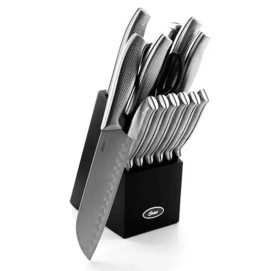 Oster Edgefield 14 Piece Stainless Steel Cutlery Knife Set with Black Knife Block {1}
