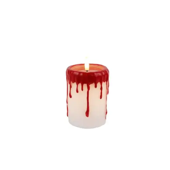 3" x 4" Red Dripping LED Wax Pillar Candle by Ashland&reg; {4}