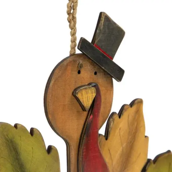 12" Turkey with Pumpkin Fall Harvest Hanging Decoration {3}