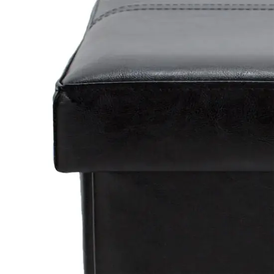 Simplify Faux Leather Double Folding Storage Ottoman Black {8}