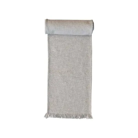Hello Honey&reg; 108" Natural Woven Cotton Table Runner with Metallic Gold Thread & Fringe {4}