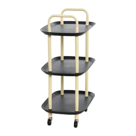Hello Honey&reg; Main + Mesa&trade; 3-Tier Modern Plastic and Metal Trolley Black and Sand {5}