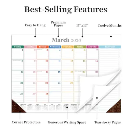 2026 Rainbow Blocks Medium Desk Pad Monthly Blotter Calendar {4}