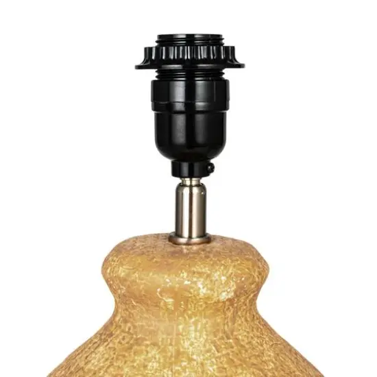 Hello Honey® 26.5" Beige Round Textured Stoneware Table Lamp with Natural Linen Shade {8}