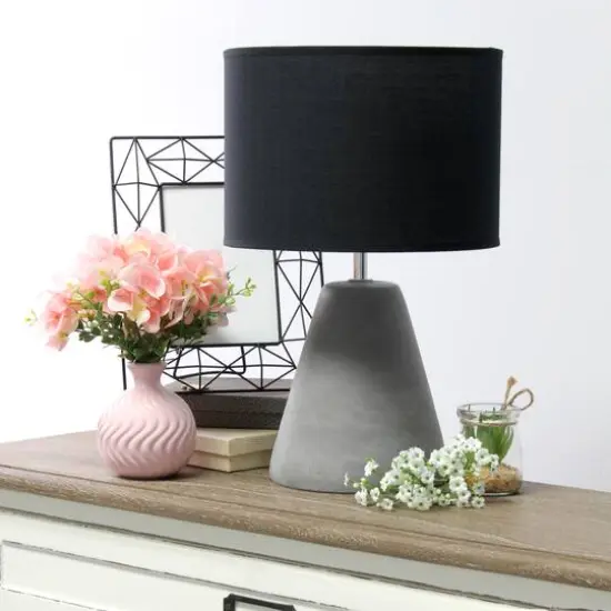 Simple Designs&trade; 14.5" Pinnacle Concrete Table Lamp Black {5}