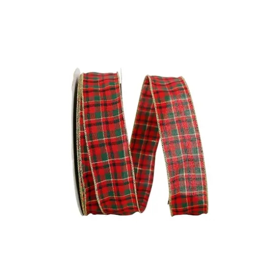 JAM Paper 2.5" x 50yd. Wellville Wired Edge Plaid Ribbon {1}