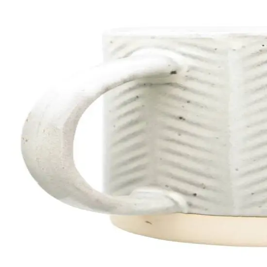 Hello Honey® Cream Debossed Reactive Glaze Stoneware Mug Set {4}