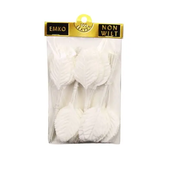 JAM Paper White Satin Floral Leaves, 100ct. {1}