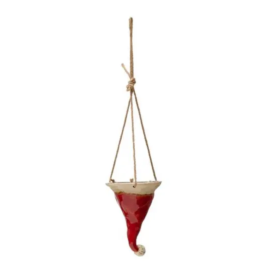 Hello Honey&reg; Hand-Painted Hanging Stoneware Santa Hat Planter {1}