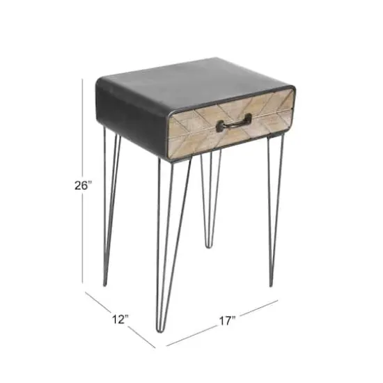 2ft. Black Iron and Wood Modern Accent Table {11}