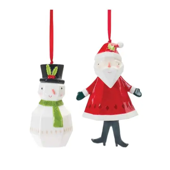 Whimsical Santa & Snowman Ornament Set {3}