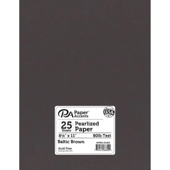 PA Paper&trade; Accents Pearlized 8.5" x 11" 80lb. Paper, 25 Sheets Baltic Brown {1}