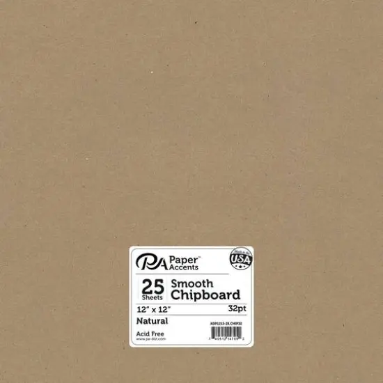 PA Paper™ Accents Natural 12" x 12" 32pt. Heavy Chipboard, 25 Sheets {1}