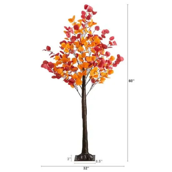 5ft. Pre-Lit Bright Autumn Eucalyptus Artificial Fall Tree with 300 Warm White LED Lights {3}