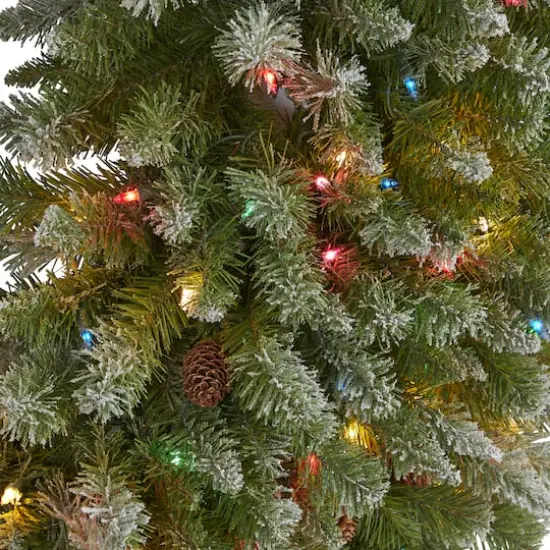 5ft. Pre-Lit Flocked Artificial Christmas Wreath {3}