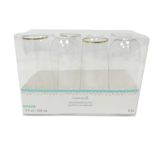 Gold Rim Stemless Champagne Flutes, 8ct. by Celebrate It&trade; {3}