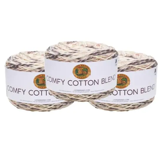 3 Pack Lion Brand&reg; Comfy Cotton Blend Yarn Chai Latte {1}