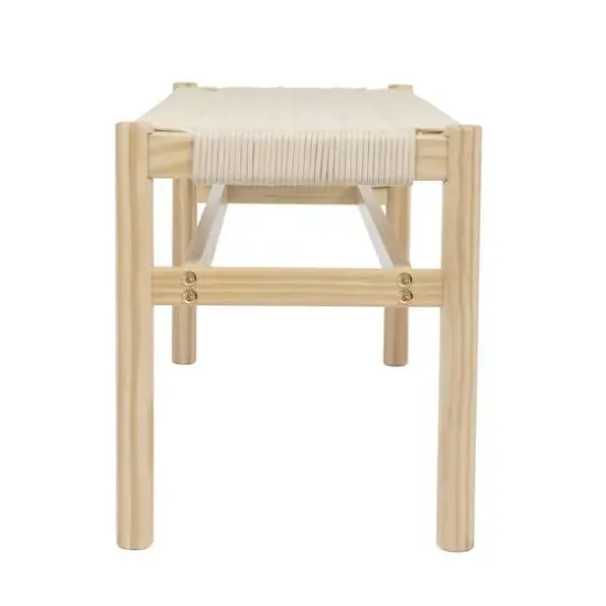 Hello Honey&reg; Fernway 18" Solid Wood and Woven Rope Entryway Bench Cream {12}