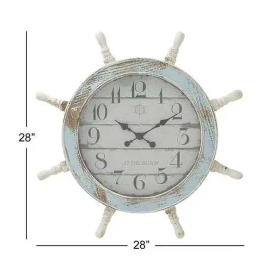 Blue Coastal Wood Wall Clock {7}