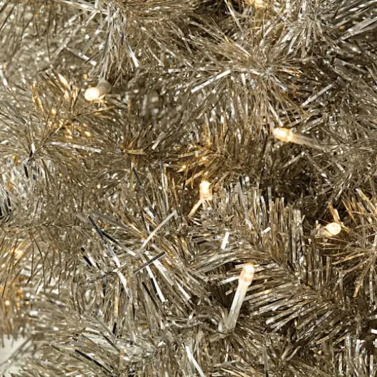 7ft. Pre-Lit Champagne Tinsel Artificial Christmas Tree, Warm White LED Lights by Ashland® {3}