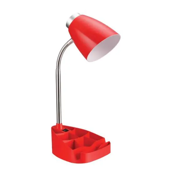LimeLights 18.5" Gooseneck Organizer Desk Lamp with Tablet Stand Red {9}