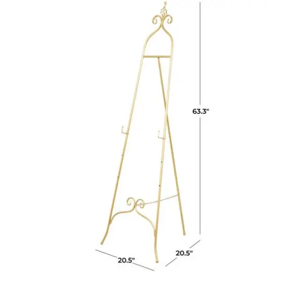 63" Gold Metal Scroll 3-Tier Display Easel {6}