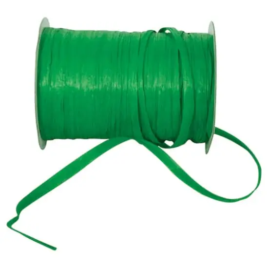 JAM Paper 1/4" Matte Raffia Ribbon, 100yd. Emerald {1}
