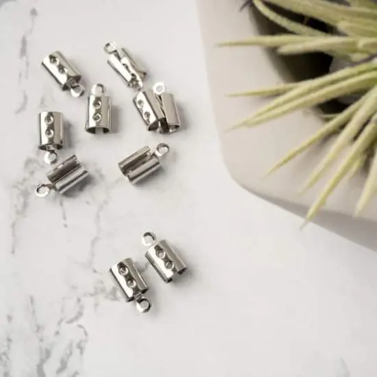 12mm Metal Cord End Crimps, 10ct. by Bead Landing&trade; Stainless Steel {4}