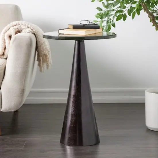 24" Black Aluminum Geometric Cone Accent Table {3}
