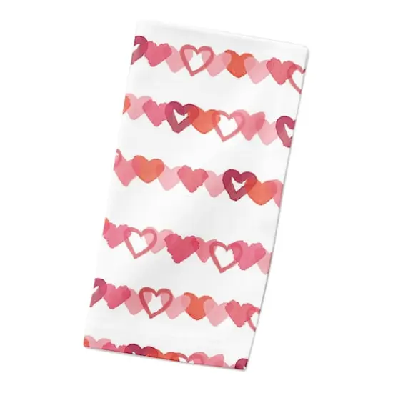 Watercolor Heart Stripes 10" x 10" Cotton Twill Napkin {3}