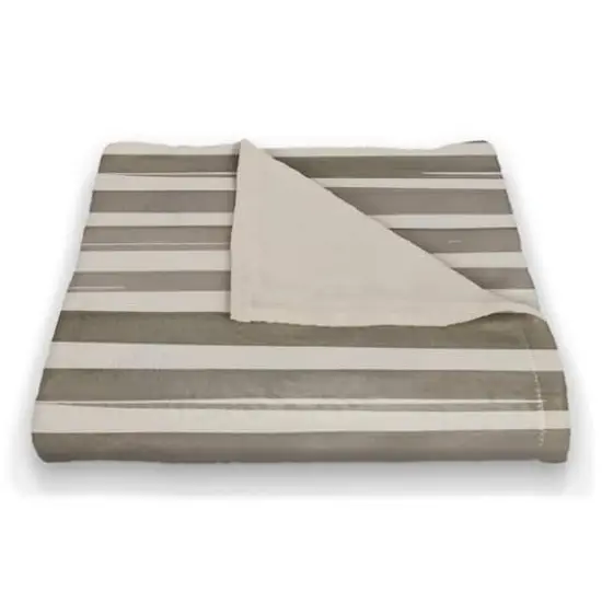 Watercolor Stripes Coral Fleece Blanket Brown/White {3}