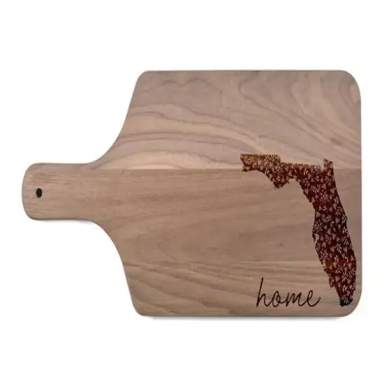 17" Floral Home State Walnut Paddle Cutting Board Florida {1}