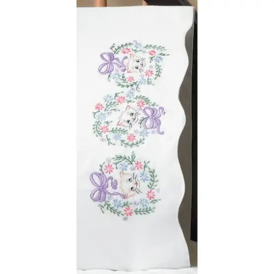 Tobin Flower Cats Stamped For Embroidery Pillowcase Pair {1}