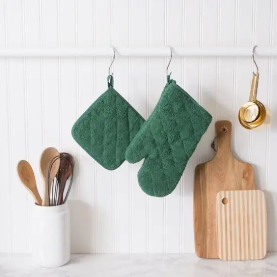 DII&reg; Terry Oven Mitts, 2ct. Dark Green {5}