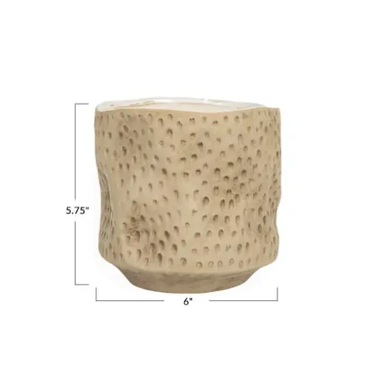 Hello Honey&reg; 6" Matte Khaki Round Debossed Stoneware Planter {5}