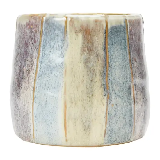 12" Reactive Glaze Hand-Painted Stoneware Planter {3}