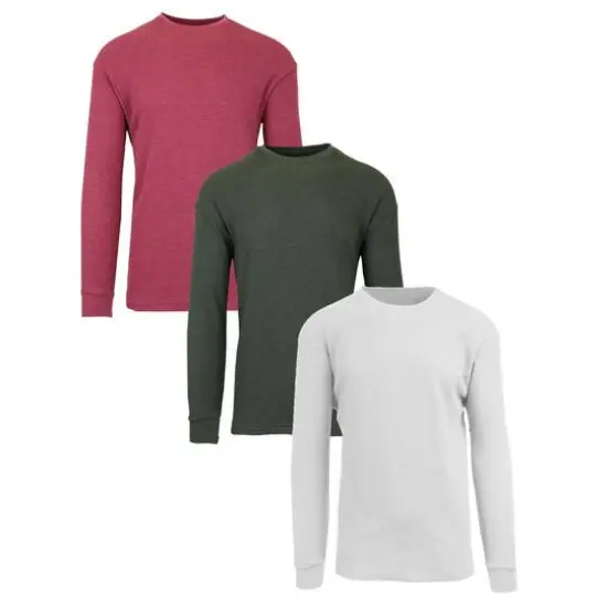 Galaxy by Harvic Long Sleeve Classic Men's Thermal Shirt 3 Pack Black/Navy/White {2}