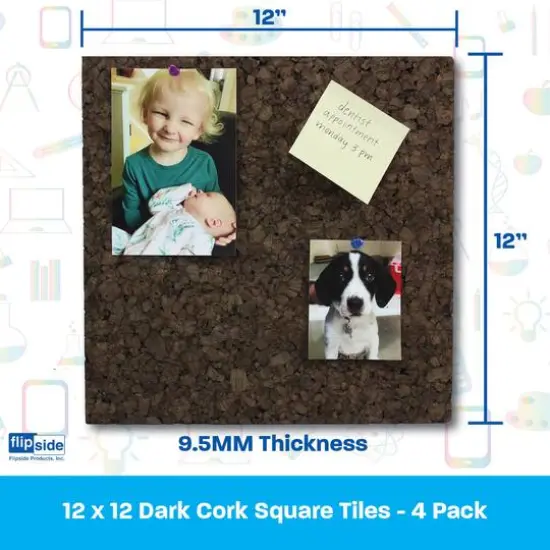 Flipside Products 12" x 12" Dark Cork Tiles, 2ct. {6}
