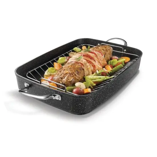 THE ROCK by Starfrit 17" Roaster With Rack & Stainless Steel Handles {7}