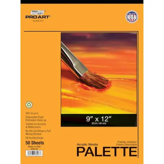 Pro Art&reg; Disposable Acrylic Palette Paper Pad, 9'' x 12'' {1}