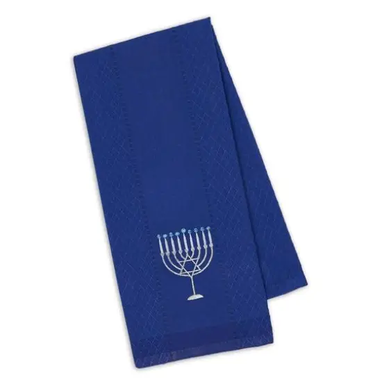 DII&reg; Assorted Blue Hanukkah Embroidered Dishtowels Set {4}
