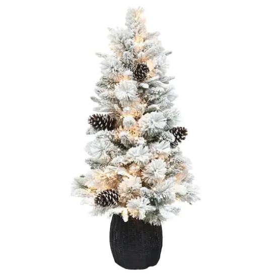 3.5ft. Pre-Lit Flocked Artificial Christmas Tree, Clear Lights  {1}