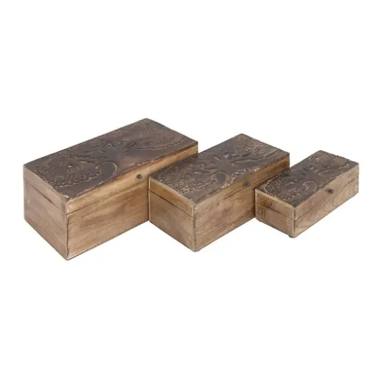 Brown Mango Wood Rustic Box Set {1}