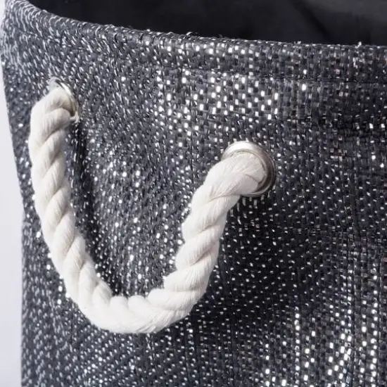 DII&reg; 12" Lurex Black & Silver Round Paper Bin {1}