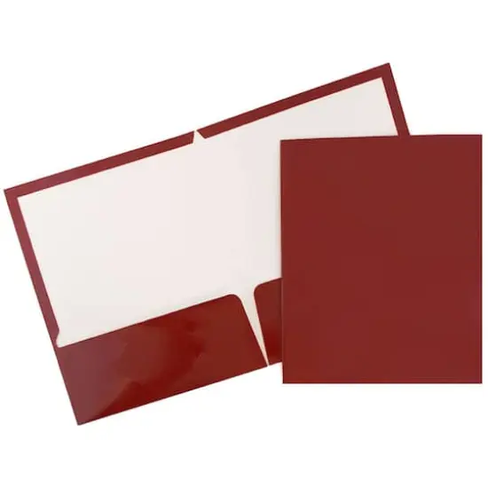 JAM Paper Glossy Laminated Two Pocket Folders, 100ct. Maroon Red {1}