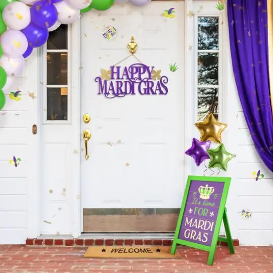 Glitzhome&reg; 24" Mardi Gras Wooden Standing Easel Sign Decor or Hanging Decor {3}