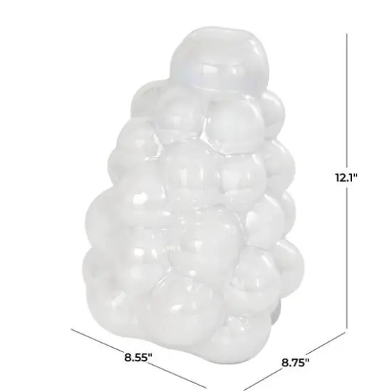 12" Clear Abstract Handmade Bubble Glass Vase {4}