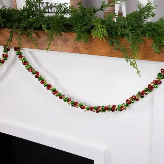 5ft. Green & Red Festive Jingle Bell Garland {7}